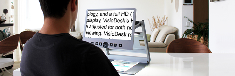 Photo représentant le VisioDesk utilisé sur un bureau.